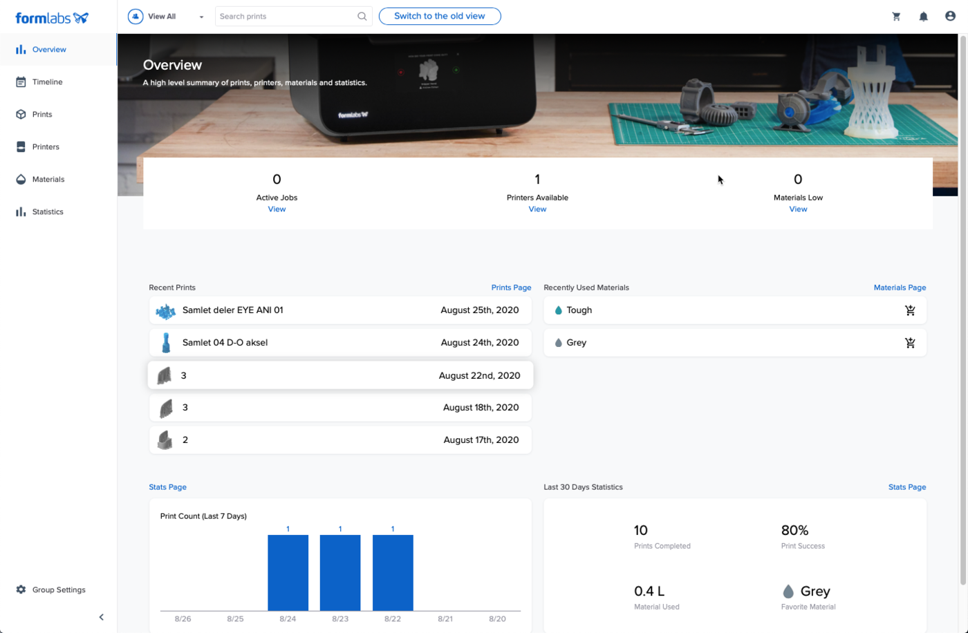 FormLabs Dashboard Bitraf
